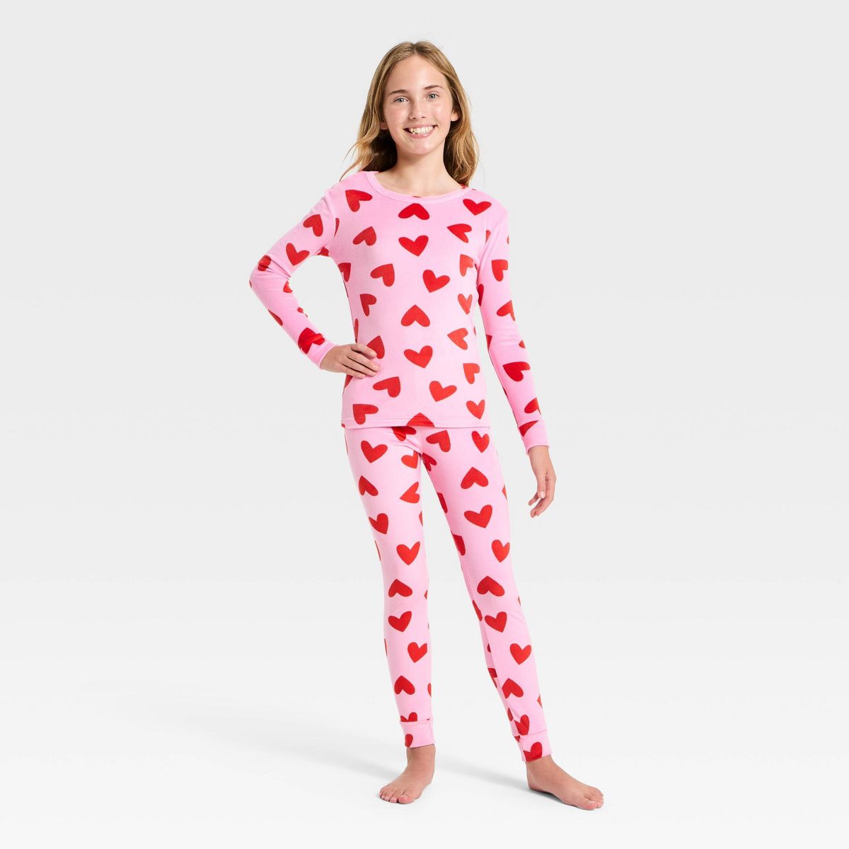 Pijama corazones rosa