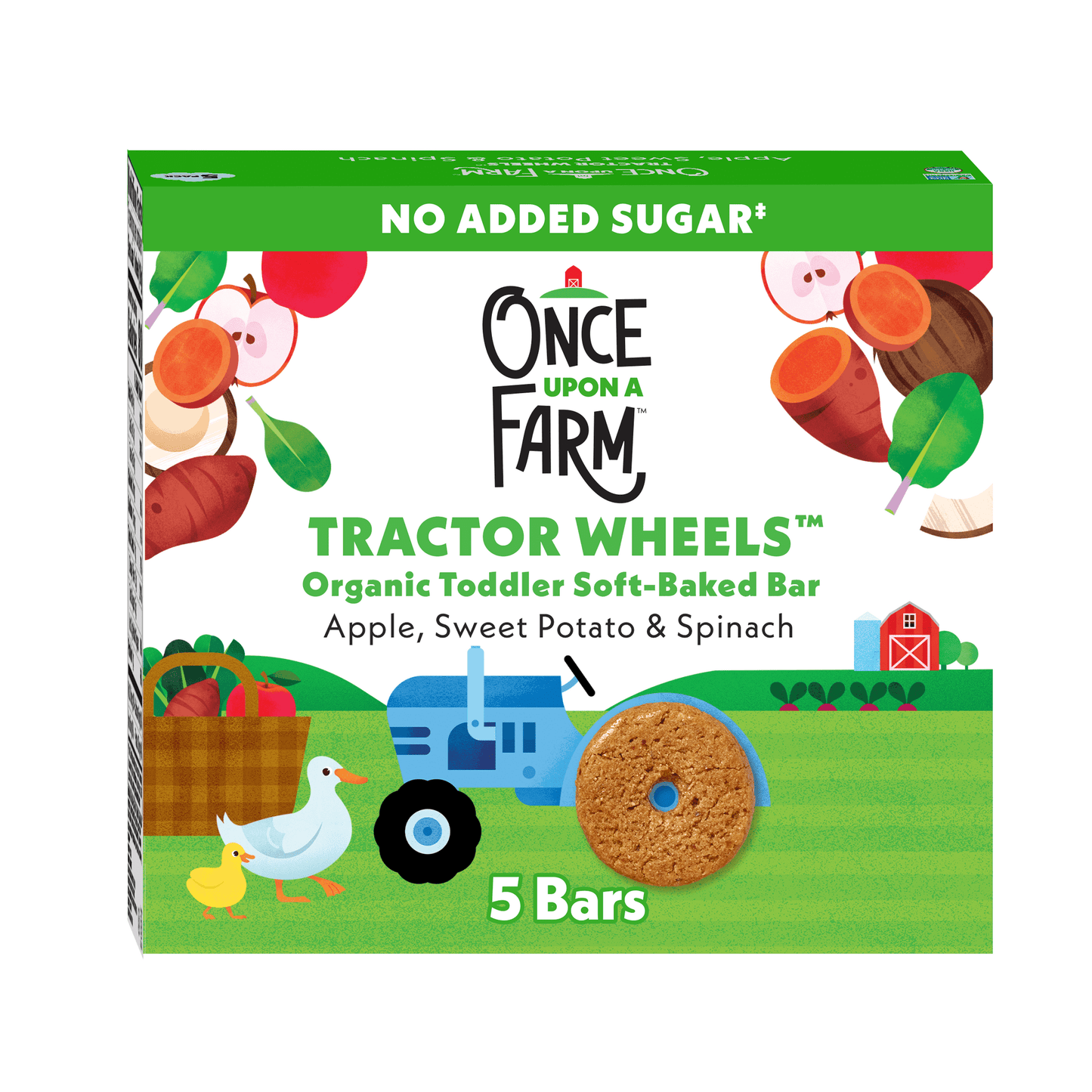 Once Upon a Farm Tractor Wheels. Barras de manzana, camote y espinaca