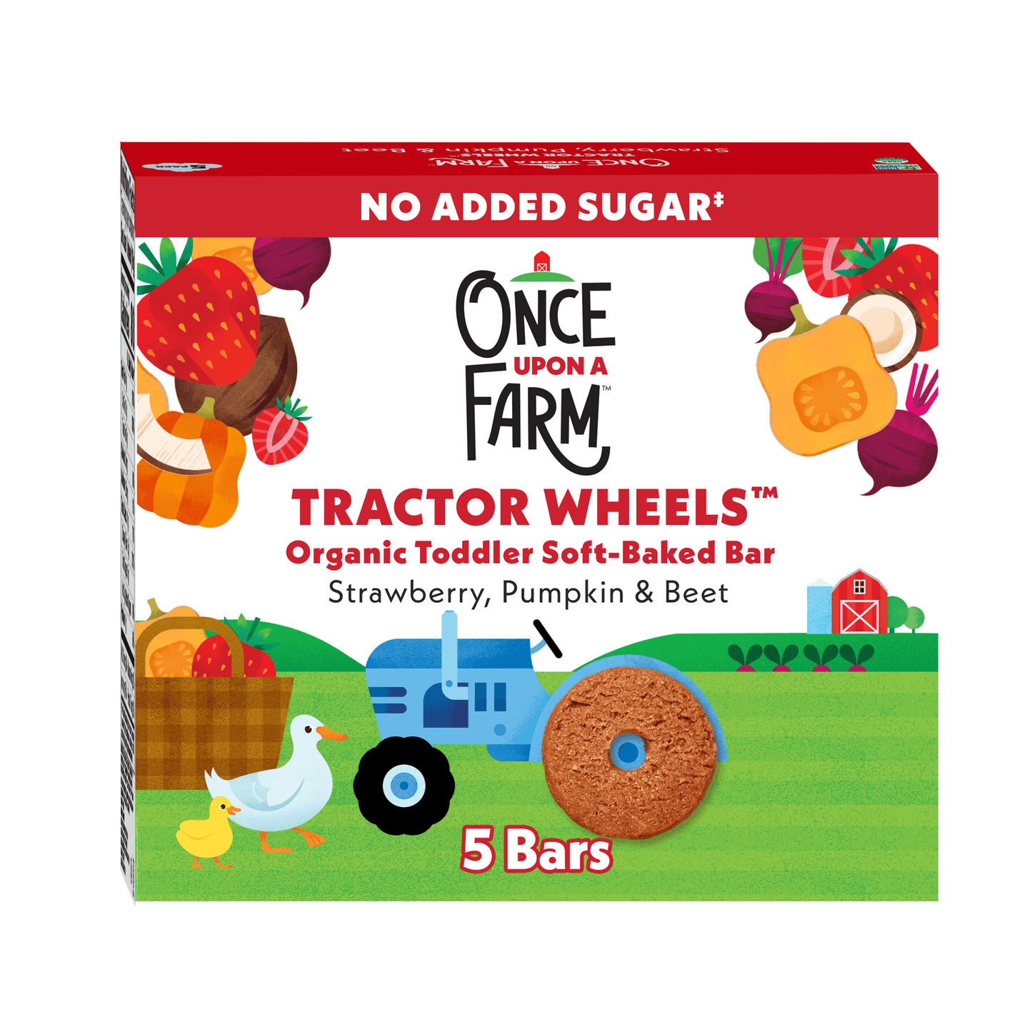 Once Upon a Farm Tractor Wheels. Barritas de fresa, calabaza y betabel