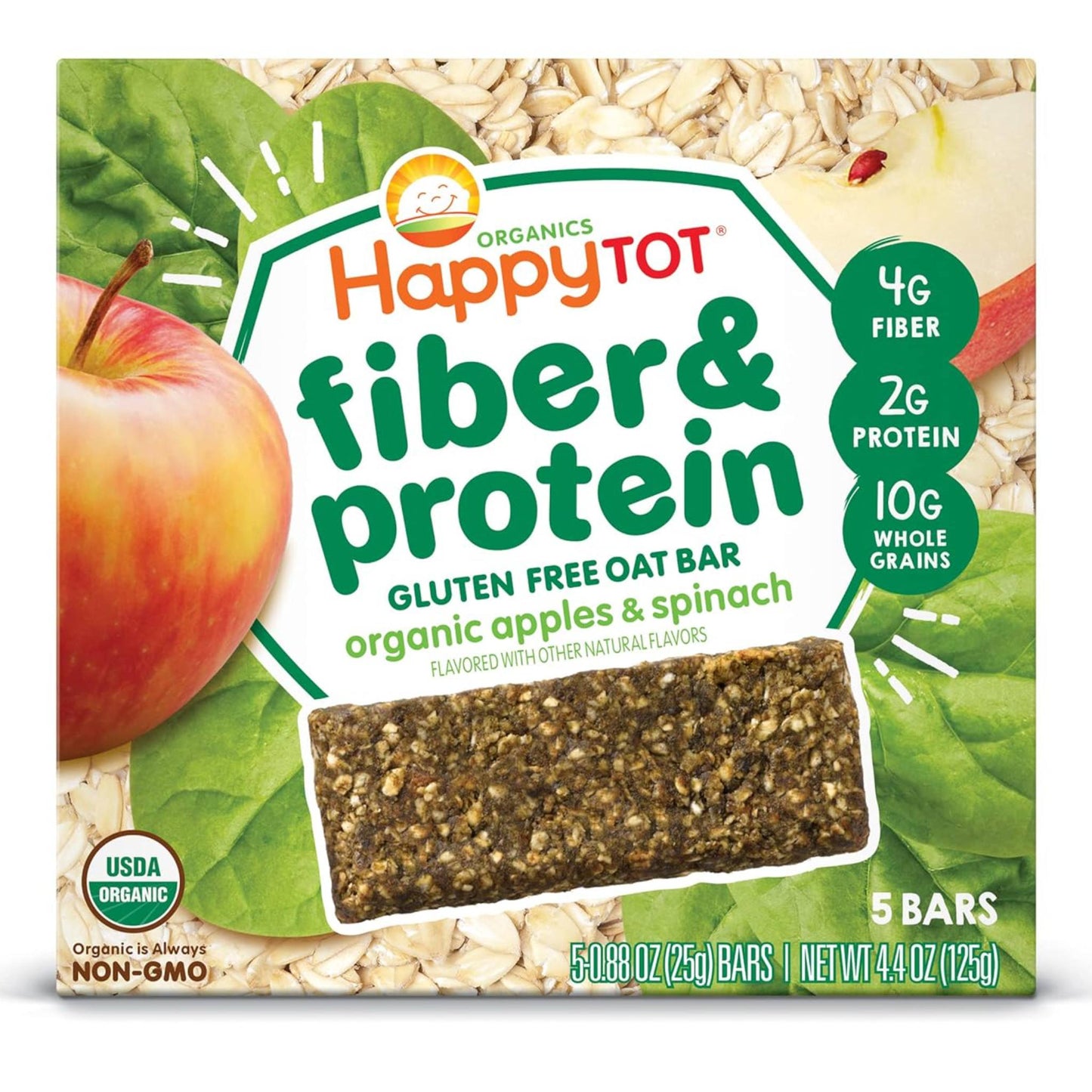 Happy Tot Fiber & Protein. Sabor manzana y espinacas