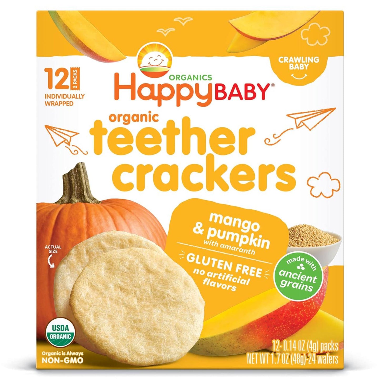 Happy Baby Teethers Crackers. Sabor mango y calabaza