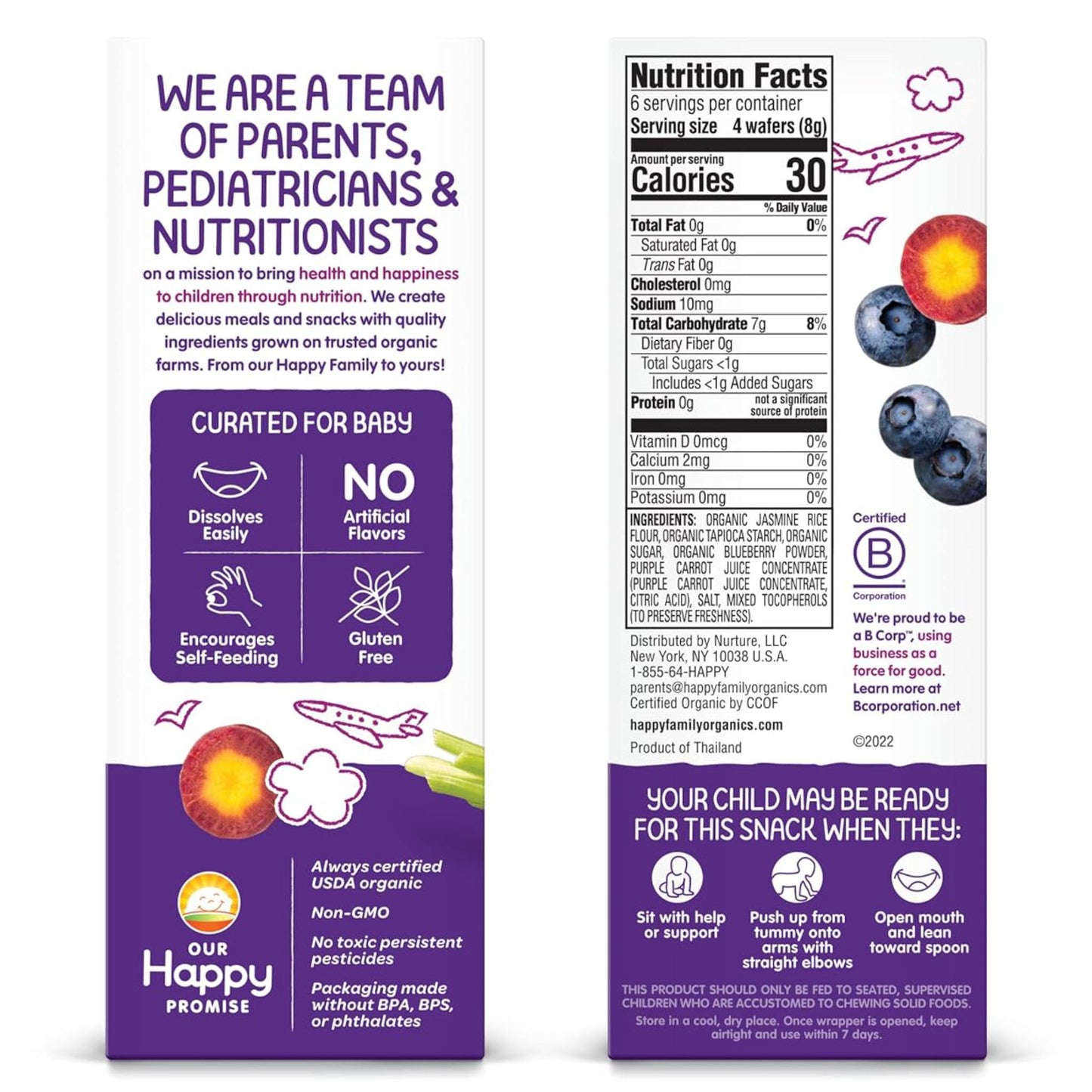 Happy Baby Teethers. Sabor blueberry y zanahoria morada