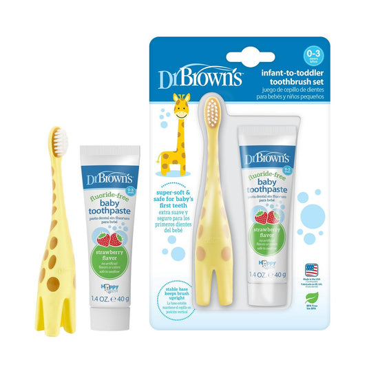 Dr. Brown's Infant-to-Toddler Training Toothbrush Set de cepillo y pasta para bebés