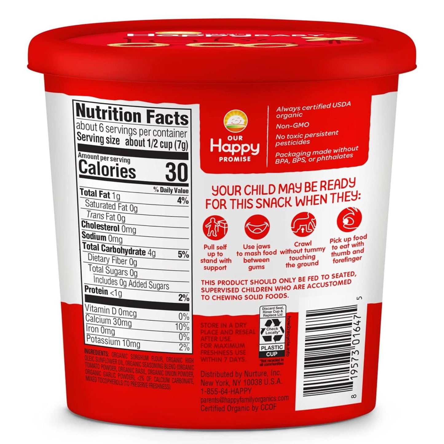 Happy Baby Organic Snackers. Sabor Tomate y albahaca