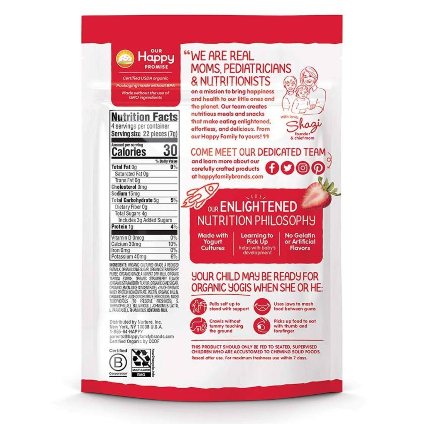 Happy Baby Organic Yogis, Sabor fresa