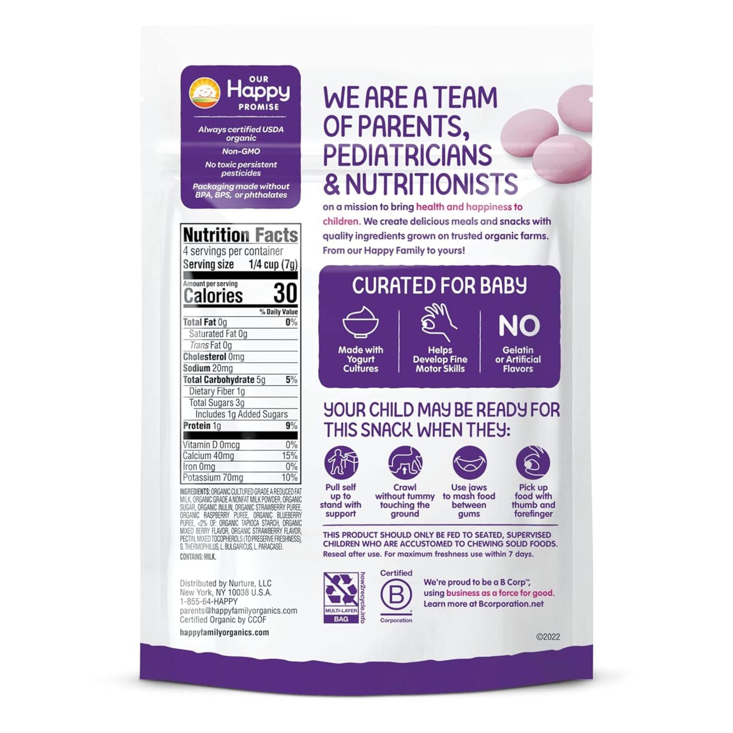 Happy Baby Organic Yogis. Sabor mix de berries